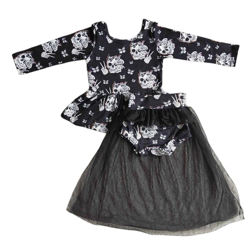 Toddler Boutique‎ Halloween Skull Set Shirt and Tutu Size 3T